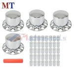 Rear 33MM Chrome Axle Covers With Hub Caps Lug Nuts Semi Truck Set Of 4. Fixed Price $106.55.