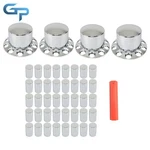 Chrome Semi Truck Rear Wheel Axle Covers With 33MM Hub Caps Lug Nuts Set Of 4. Fixed Price $88.99.