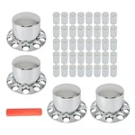 4 Pack 33MM Chrome Semi Truck Rear Wheel Axle Covers W/ Hub Caps Lug Nuts Set. Fixed Price $92.09.