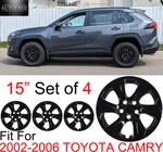 15" Set Of 4 Hubcaps For 2002-2006 Toyota Camry Wheel Rim Covers Snap On Black. Fixed Price $49.99.
