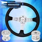 Deep Dish Black Steering Wheel Silver Center + Extender Hub For 86-01 Integra. Fixed Price $48.99.