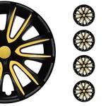 14" Wheel Covers Black & Yellow Set Of Pcs Hub Caps Fits R14 Tire Steel Rim. Fixed Price $99.90.