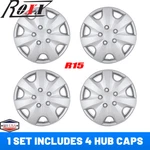 Set Of 4 15" Wheel Covers Inch For R15 Tires Rim Snap On Full Hub Caps Silver. Fixed Price $39.99.