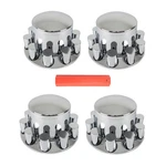 Chrome For Semi Truck Rear 33MM Wheel Axle Covers W/ Hub Caps Lug Nuts Set Of 4. Fixed Price $91.69.