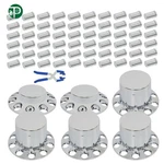 Semi Truck Front & Rear Chrome Wheel Axle Cover Hub Cap 33MM Lug Nuts Thread-on. Fixed Price $123.85.