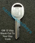 1968, 72, 76, 80, 87-89 Buick Riviera Oem Gm 'd' Key Blank Cut To Your Code. Fixed Price $17.95.