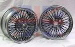 Daytona Black / Chrome Wire Four Bolt Rims One Pair. Fixed Price $449.95.