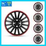 14IN Hubcaps 4*WHEEL Covers Black & Red Universal 14'' Rim Snap On. Fixed Price $42.99.