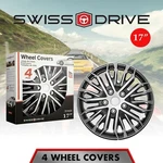 Swiss Drive Set 4 Hubcaps 17'' Wheel Cover Austin Silver Black Abs Easy Install. Fixed Price $64.99.