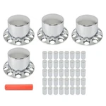 Set Of 4 Semi Truck Rear 33MM Chrome Wheel Axle Covers W/ Hub Caps Lug Nuts. Fixed Price $108.29.