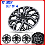 Silver Black 17" Universal Wheel Covers Hubcaps Snap On With Rings Set Of 4. Fixed Price $58.99.