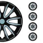 14" Set Of Pcs Wheel Covers Black With Blue Hub Caps Fit R15 Steel Rim. Fixed Price $91.91.