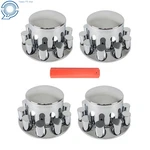 4 Set 33MM Chrome Rear Wheel Axle Covers With Hub Caps Lug Nuts For Semi Truck. Fixed Price $86.77.