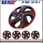 Universal Red & Black 15" Wheel Covers Hubcaps Set Of 4 Snap On For Steel. Fixed Price $52.99.