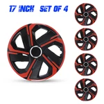 17" Universal Wheel Covers Set Of 4 Hubcaps - Red & Black With Retention Rings. Fixed Price $86.45.