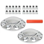 Set Of 2 Chrome Front Axle Wheel Cover With Hub Cap 33MM Lug Nuts For Semi Truck. Fixed Price $43.06.