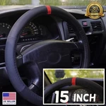 Porsche Steering Wheel Cover 15" Red Stripe, Leather, Perforated, Anti-slip. Fixed Price $26.99.