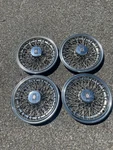 Genuine 1981 To 1989 Oldsmobile Delta 88 Regency 15 Inch Wire Spoke Hubcaps. Fixed Price $160.00.