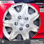 4 Autocraft Milwaukee 17 Gloss Silver Wheel Covers. Fixed Price $45.00.