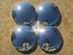 11 5/8" Chrome Steel Baby Moon Hubcaps Set Of 4, 98-1309, Will Fit 3/4" Nubs. Fixed Price $134.95.