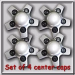 4 Silver 1993-2005 Chevy, Chevrolet S-10 Center Hubcaps For Aluminum Wheel. Fixed Price $140.00.