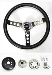 Bronco F100 F150 F250 F350 Black And Chrome Steering Wheel 14 1/2" Ford Cap. Fixed Price $139.96.