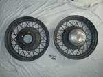 Two 1933-1934 Ford 17 X 3.25, 32 Wire Spoke Steel Wheels Rims On 5.5 Bolt. Fixed Price $149.98.