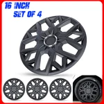 Matte Black 16" Universal Wheel Covers Hubcaps Snap On With Rings Set Of 4. Fixed Price $47.99.