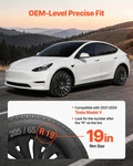 19" Hubcaps For 2021-2024 Tesla Model Y Wheel Covers Set Of Matte Black. Fixed Price $84.99.
