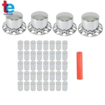 4 Set Chrome Rear Wheel Axle Covers With Hub Caps Lug Nuts 33MM For Semi Truck. Fixed Price $86.84.
