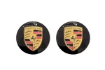 2X Porsche Center Caps Concave Gloss Black Color Crest 76MM. Fixed Price $69.93.