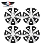 4 X 15 Inch Black + Silver Wheel Hub Caps For All Makes Models Cover Kit. Fixed Price $39.80.