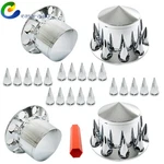 For Semi Truck 33MM Spiked Axle Cover Set Chrome Rear Complete Wheel. Fixed Price $85.25.