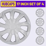 17" Set Of 4 White Wheel Covers Snap On Full Hub Caps Fit R17 Tire & Steel Rim. Fixed Price $45.99.