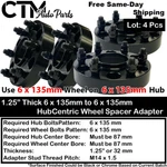4X 1.25" Thick 6X135 87MM Bore Hubcentric Wheel Spacer F150 Expedition Navigator. Fixed Price $106.25.