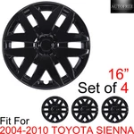 16" Set Of Hubcaps For 2004-2010 Toyota Sienna Wheel Rim Covers Snap On Black. Fixed Price $52.99.