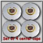 Set 4 Chrome Gold Cadillac Cts Wheel Center 2008-2009 Replica Hubcaps. Fixed Price $180.00.