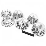 Front & Rear Chrome Hub Kit 33MM Semi Truck Wheel Axle Covers Spiked. Fixed Price $124.99.