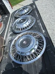 3 1985-1986 Oldsmobile Ninety Eight Torando Fwd 14" Wire Hubcaps Wheel Covers. Fixed Price $45.00.