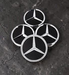 Black With Chrome Wheel Center Hub Cap Set Of Mercedes-benz B66470200 X. Fixed Price $40.00.