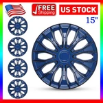 15" Inch Set Of 4 Blue Wheel Cover Snap On Hub Caps Fit R15 Tire & Steel Rim. Fixed Price $42.99.