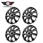4 Pc 16" Hub Caps 2-TONE Abs Plastic Black + Silver Rim Covers For All Models. Fixed Price $42.20.