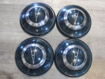 4 Vintage 1930'S "V8" Ford Hub Caps Set Original Dark Forest Green. Fixed Price $145.00.