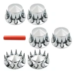 For Semi Truck 33MM Chrome Hub Kit Front Rear Wheel Axle Covers Spiked. Fixed Price $107.68.
