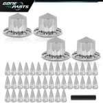 New 4PCS Rear Hub For Semi Truck Wheel 33MM Nut Covers Spiked Silver. Fixed Price $128.08.