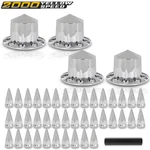 Semi Truck Hub Wheel Set Fit Rear 33MM Nut Covers W/spiked Removable Caps. Fixed Price $129.84.