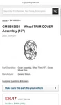 Gm 9593531 Wheel Trim Cover Assembly (15"). Fixed Price $15.00.