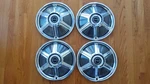 Set Nos Take-off 1965 Ford Mustang Wheel Covers Hubcaps 14" C5ZZ-1130-J. Fixed Price $350.00.
