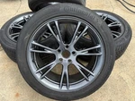 4X Oem 2025 Tesla Model Y Wheel Gemini Charcoal Rim Continental Tire 70%. Fixed Price $1400.00.