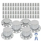 Chrome Flat Top Hub Kit Lug Nut Wheel Axle Covers For Semi Truck 33MM. Fixed Price $119.92.